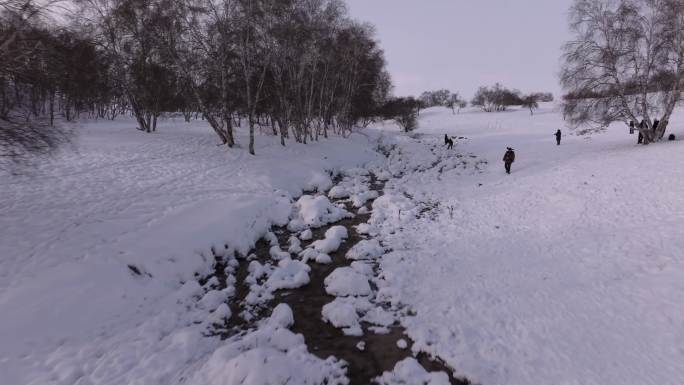 内蒙冬季雪景草原雪季风光冰雪雾凇河流