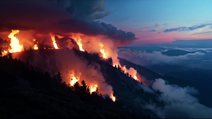 ｛合集｝AI风景森林火灾自然灾害安全生产