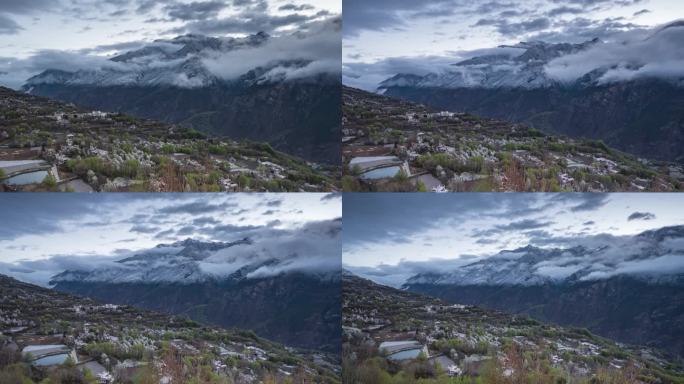 甲居藏寨雪山下的日出延时