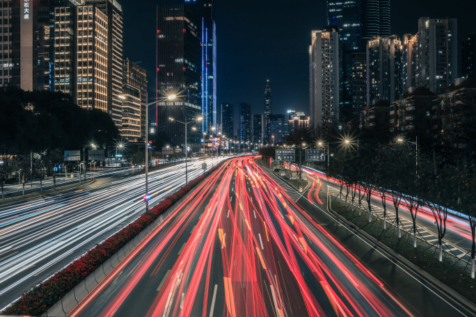 城市夜景车流延时