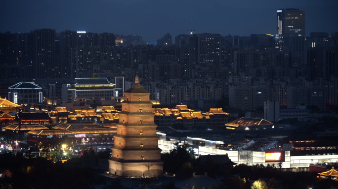 航拍西安地标夜景合集