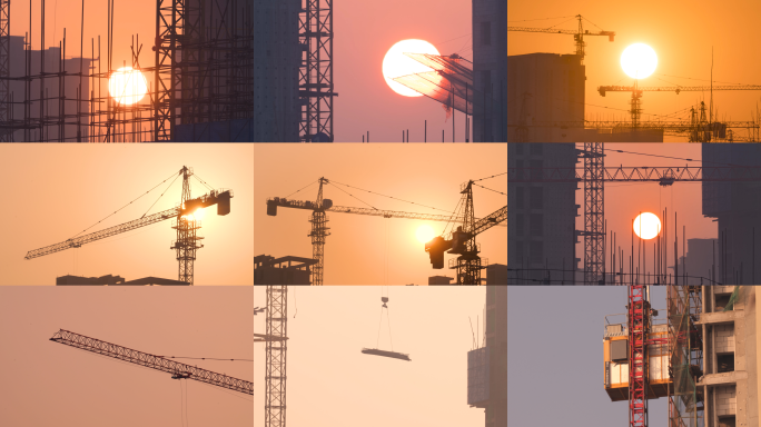 城市建筑建设日出延时
