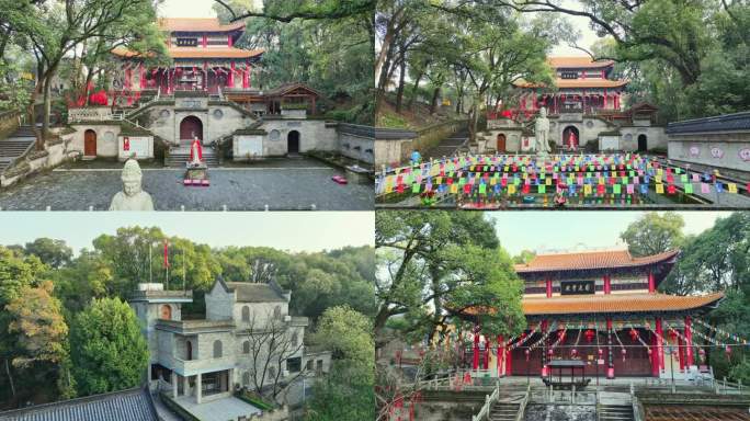 乐平市东山古寺航拍素材