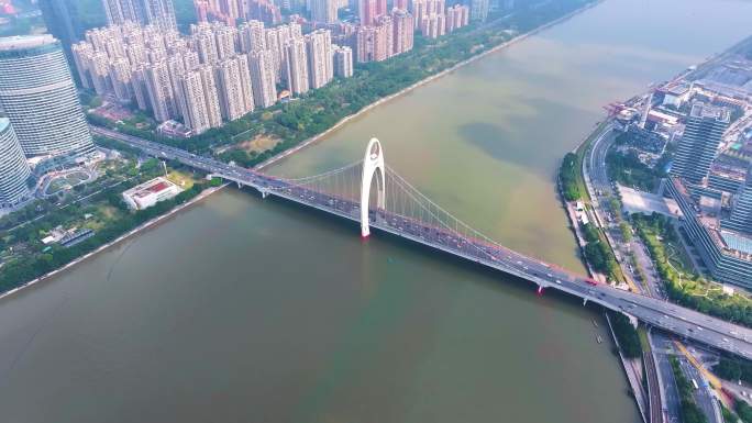 广州海珠区阅江西路猎德大桥珠江航拍城市风
