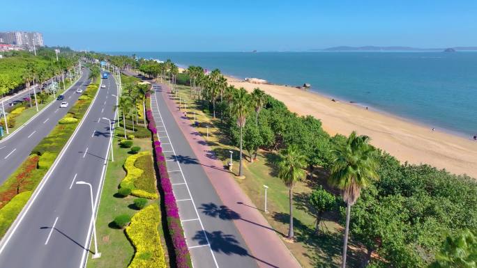 厦门思明区环岛南路黄厝海滩航拍福建风景风