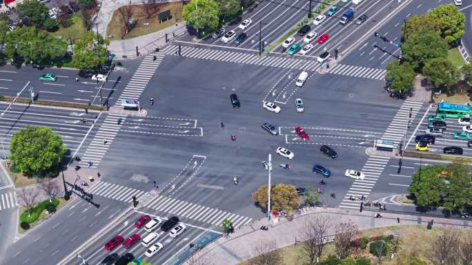 城市大楼道路车流