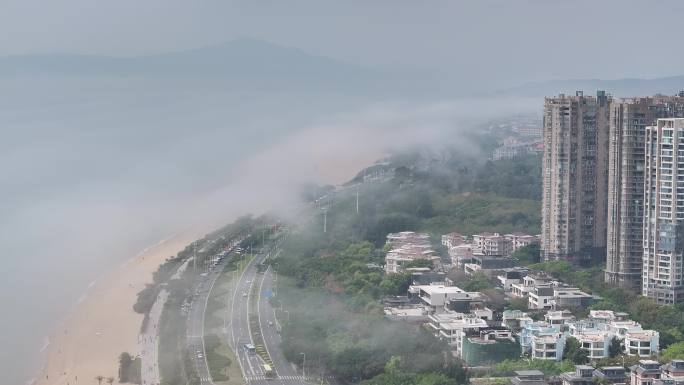 4K 2024年厦门环岛路平流雾云海航拍