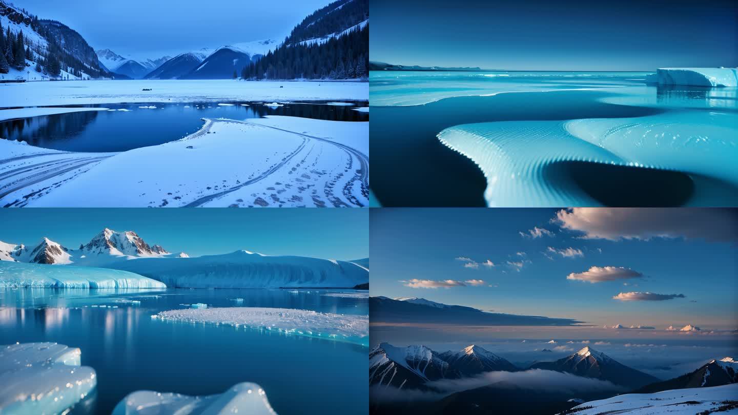 雪山高山冰川山川河流湖泊积雪雪地风景风光