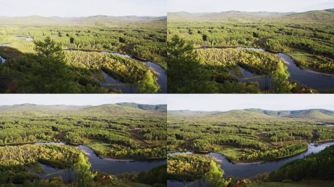 漠河九曲十八湾全景视频