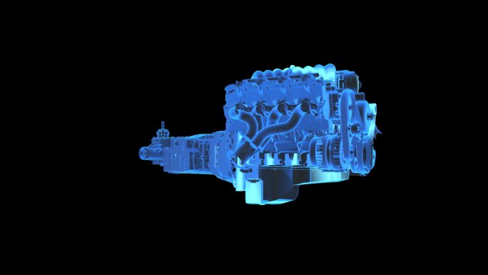 V8发动机全息蓝色科技通道素材