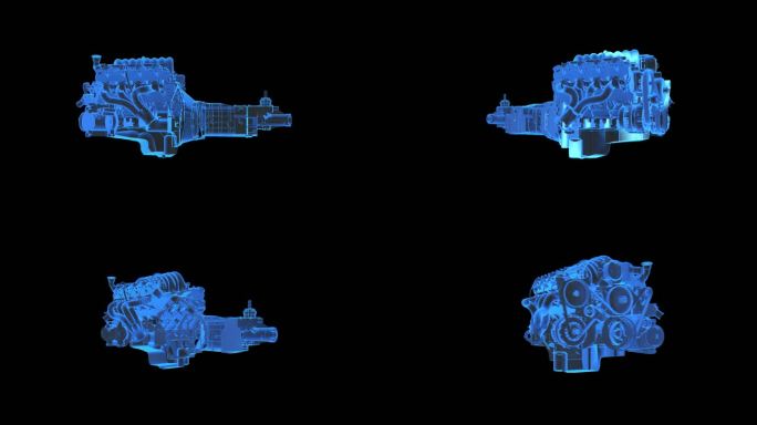 V8发动机全息蓝色科技通道素材