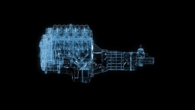 V8发动机透视全息通道素材