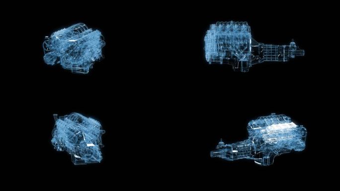 V8发动机透视全息通道素材