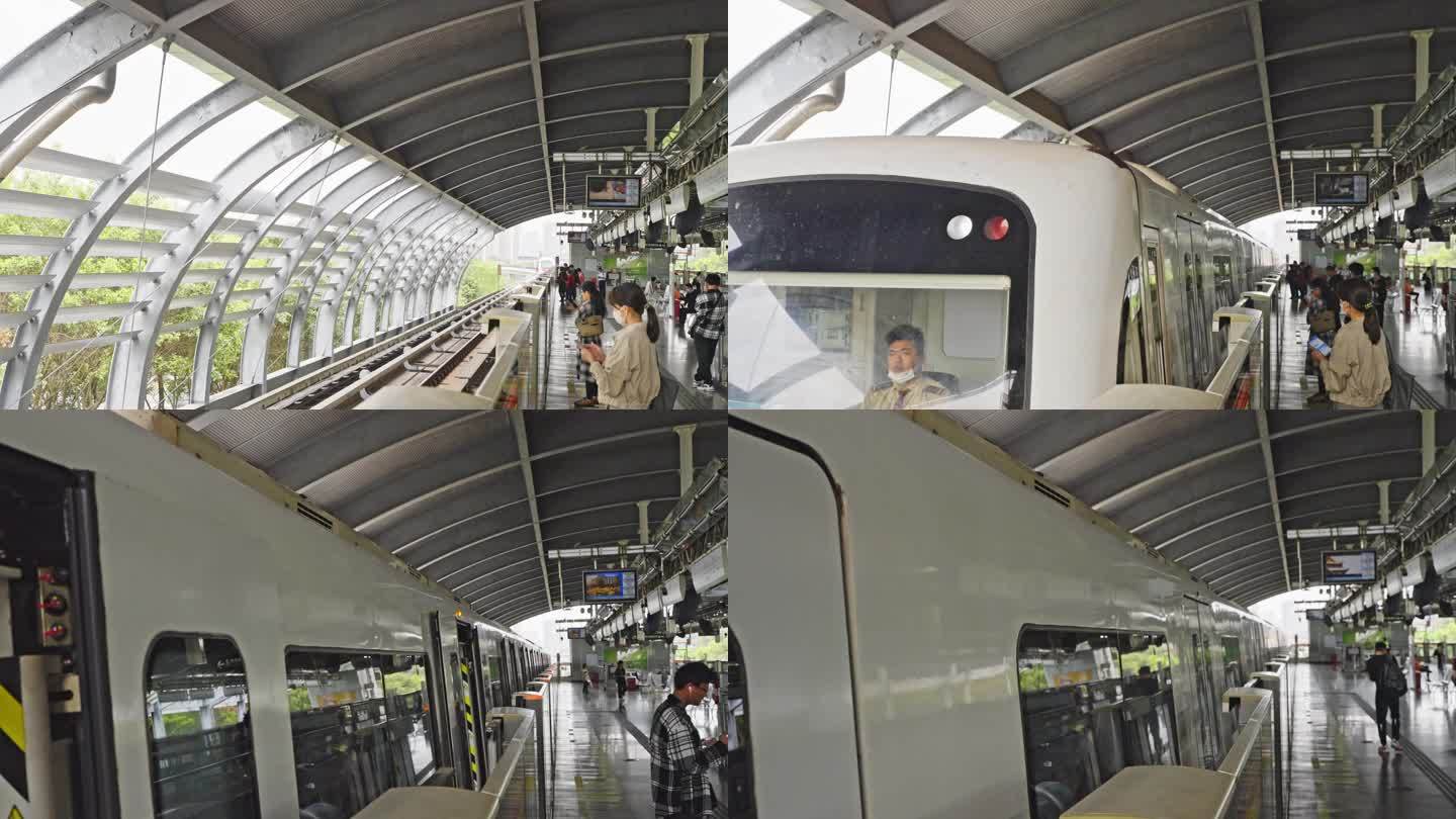 4K实拍，广州南沙黄阁地铁站地铁缓缓进站