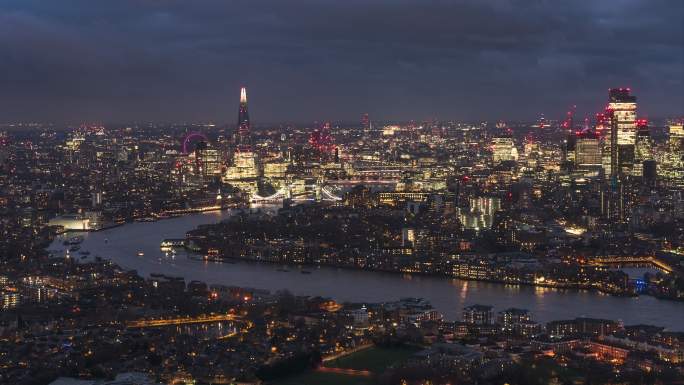 欧洲英国伦敦金融城码头市中心都市繁华夜景