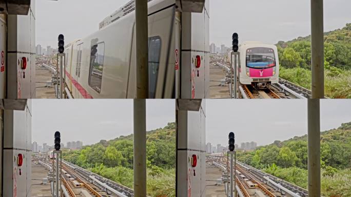4K实拍，广州南沙黄阁地铁站地铁缓缓出站
