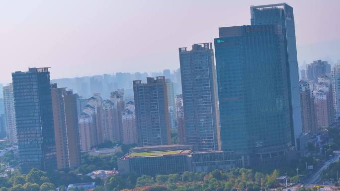 江西南昌红谷滩区赣江江景高楼大厦城市风景