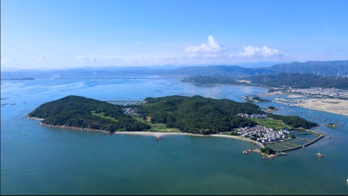 广东潮州饶平西澳岛海边岛屿渡船过岛