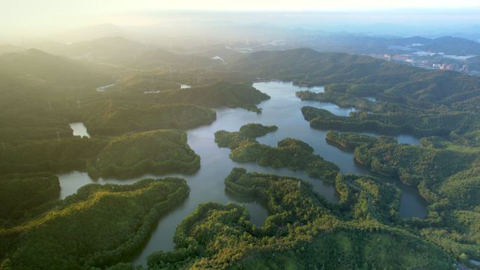 惠州红花湖景区风景树林山湖景航拍