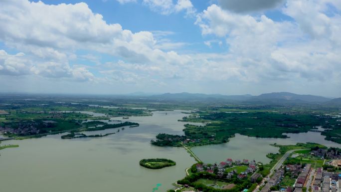 延时航拍芜湖奎湖水上风景区风景