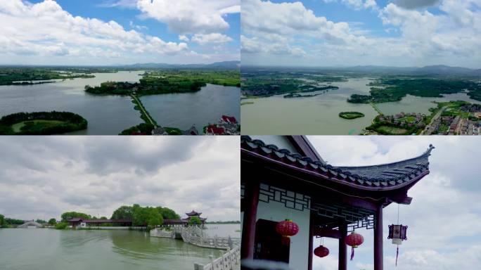 延时航拍芜湖奎湖水上风景区风景