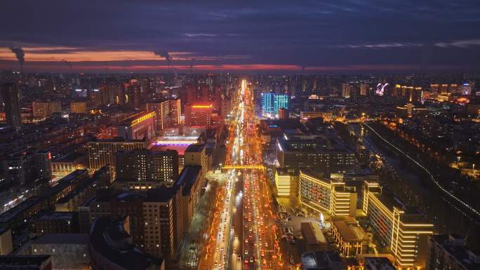 辽宁沈阳崇山路一环城市交通夜景航拍