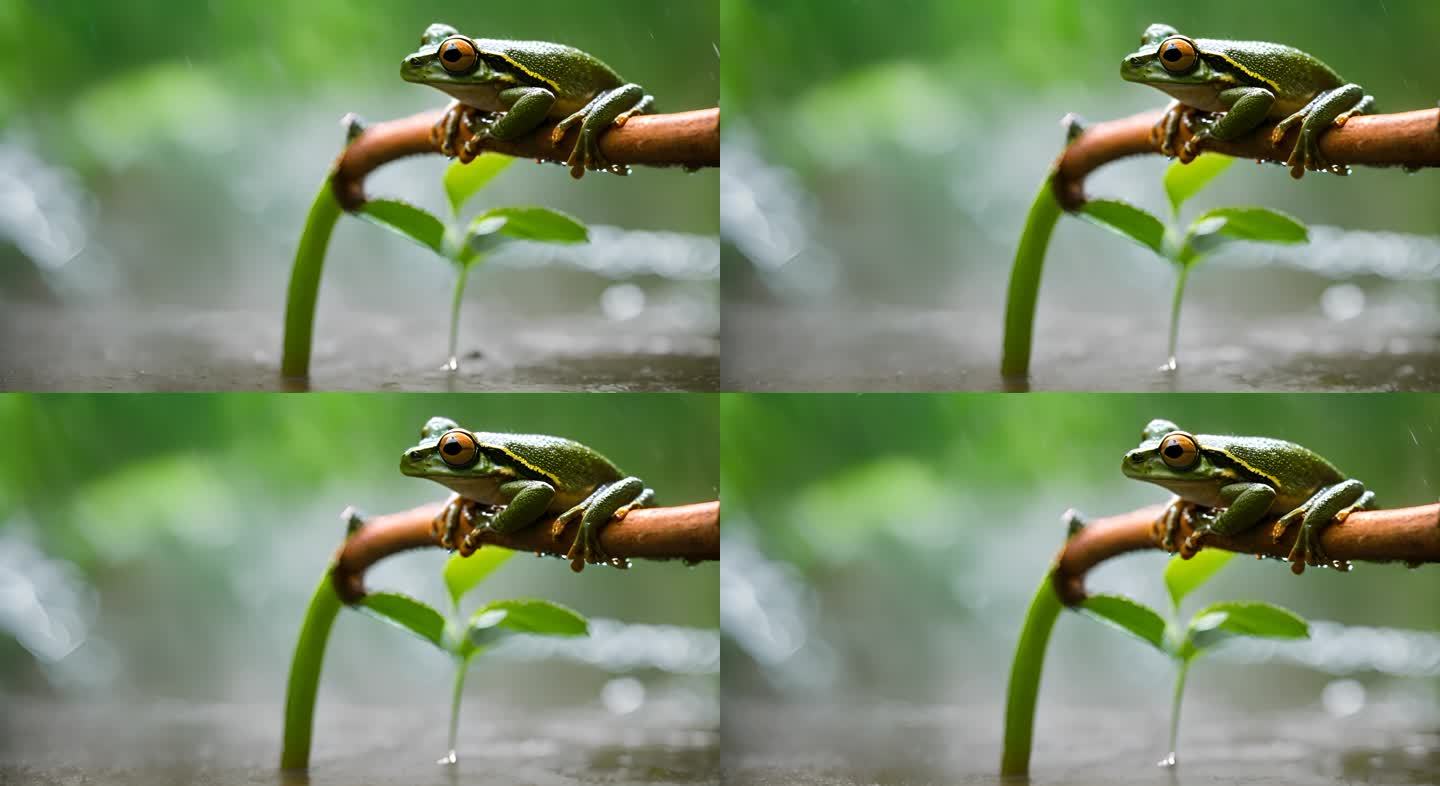 绿叶上的红眼树蛙大自然