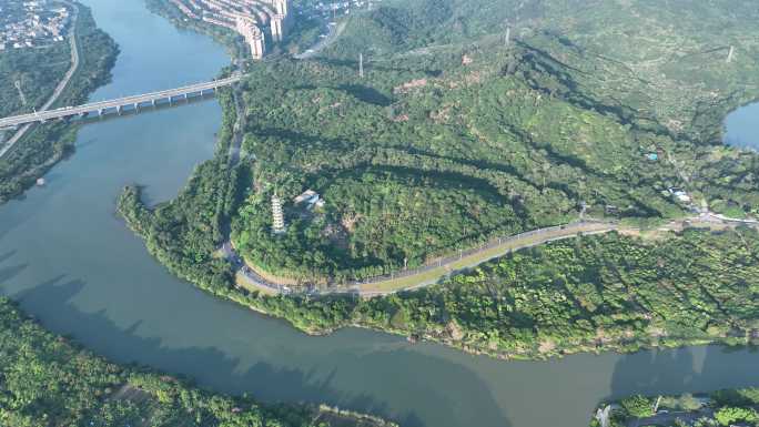 广州从化区流溪河湿地公园航拍文峰塔景观