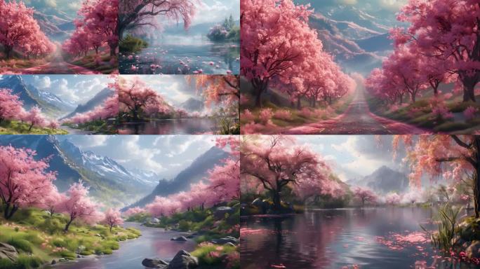 春天樱花盛开中国风意境动画视频