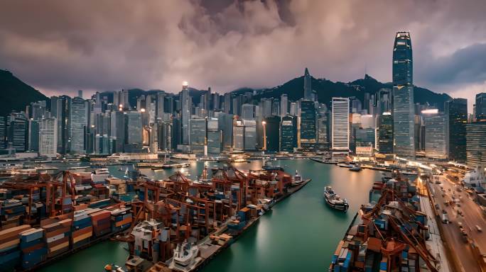 香港集装箱码头的时间推移