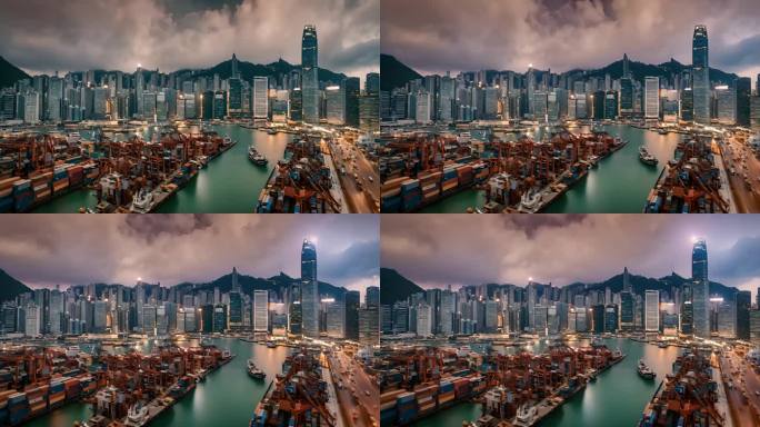 香港集装箱码头的时间推移