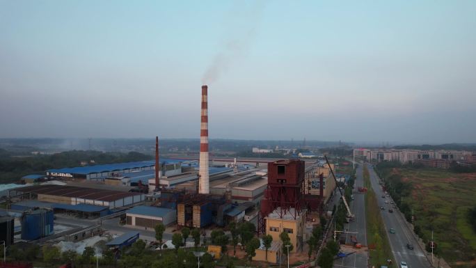 航拍城市工业园区化工工厂烟囱厂房
