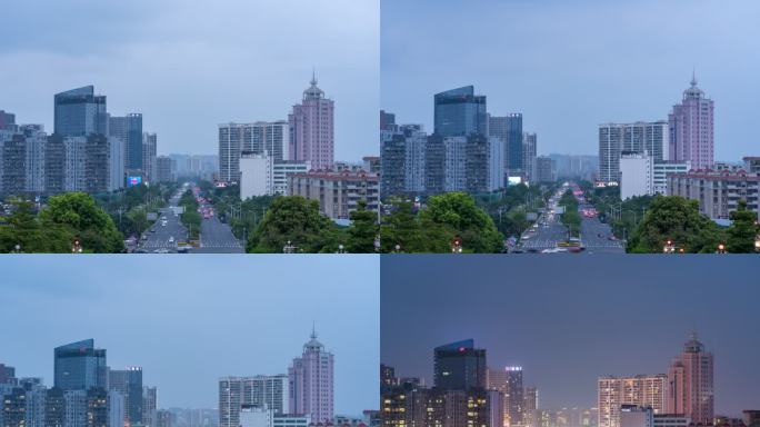 河源日转夜城市风景美景延时镜头