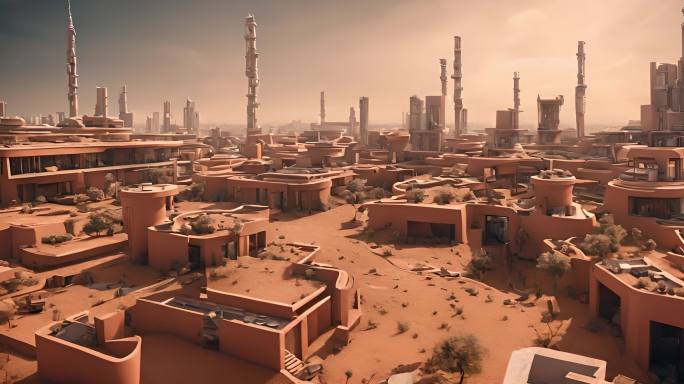 荒漠中科幻城市