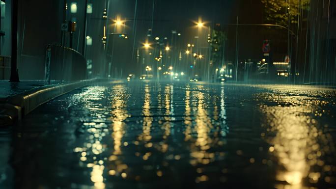 城市下雨夜景