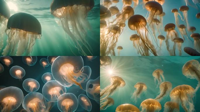 海底大型水母视频