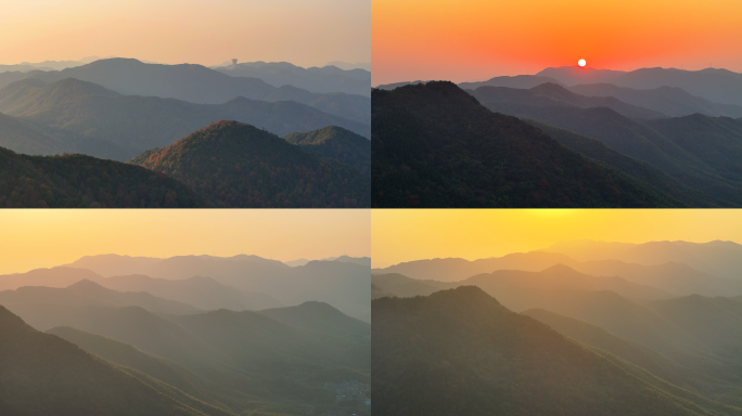 群山日出绍兴会稽山