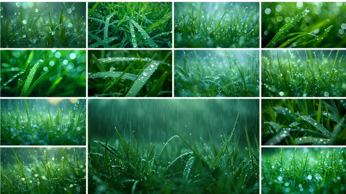 小草上的露珠合集水滴雨滴水珠露水