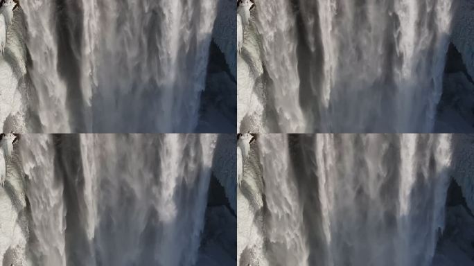 冰岛北极圈冬季斯科加瀑布航拍