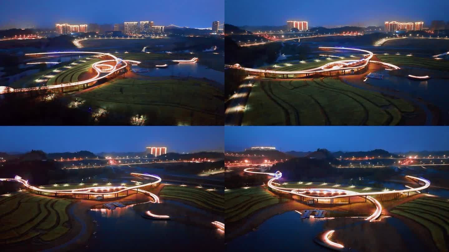 宜昌卷桥河湿地公园夜色迷人