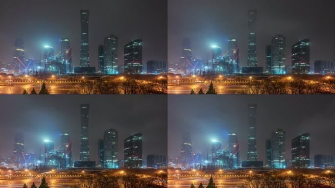 中国北京国贸阴天云8K延时摄影