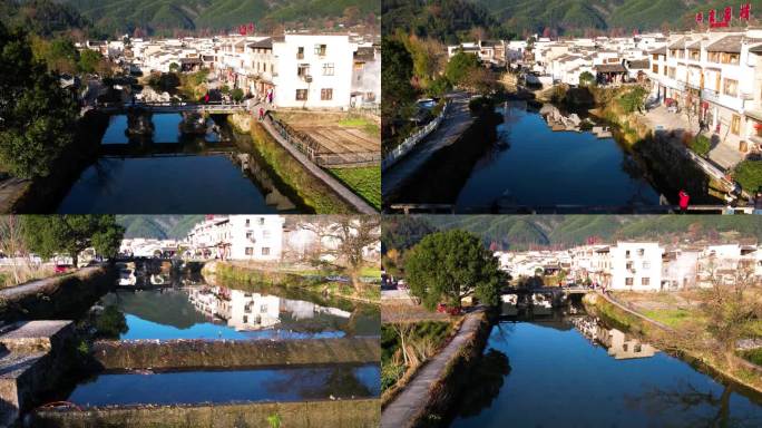 航拍 河边屋 小河 民宿 度假村 避暑地