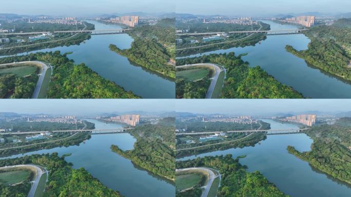 广州从化区流溪河湿地公园航拍文峰塔景观