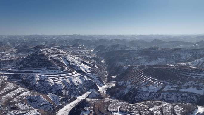 陕北雪景 雪景 黄土高原雪景