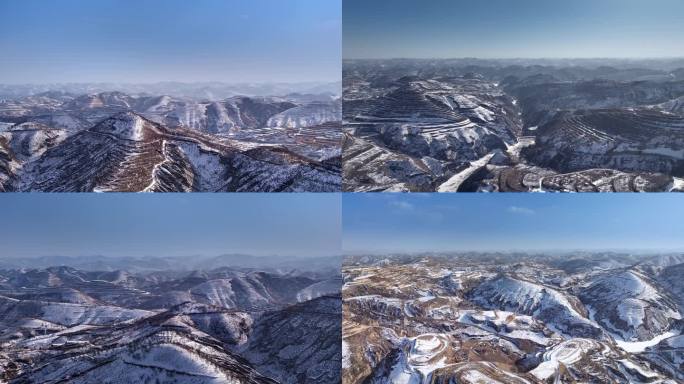 陕北雪景 雪景 黄土高原雪景