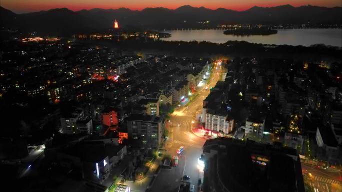 杭州西湖夜晚夜景延时摄影