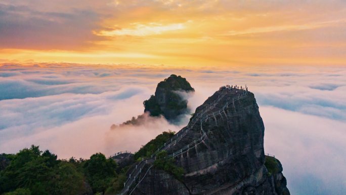 广东龙川霍山景区山顶云海日出延时