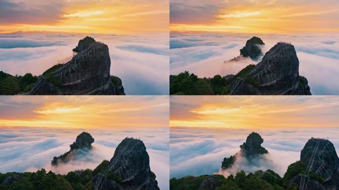 广东龙川霍山景区山顶云海日出延时