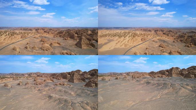 地理地貌山区干枯河道沙地航拍新疆