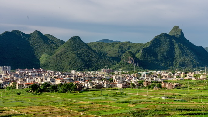 连平陂头乡村山坡农村人家村落房屋延时